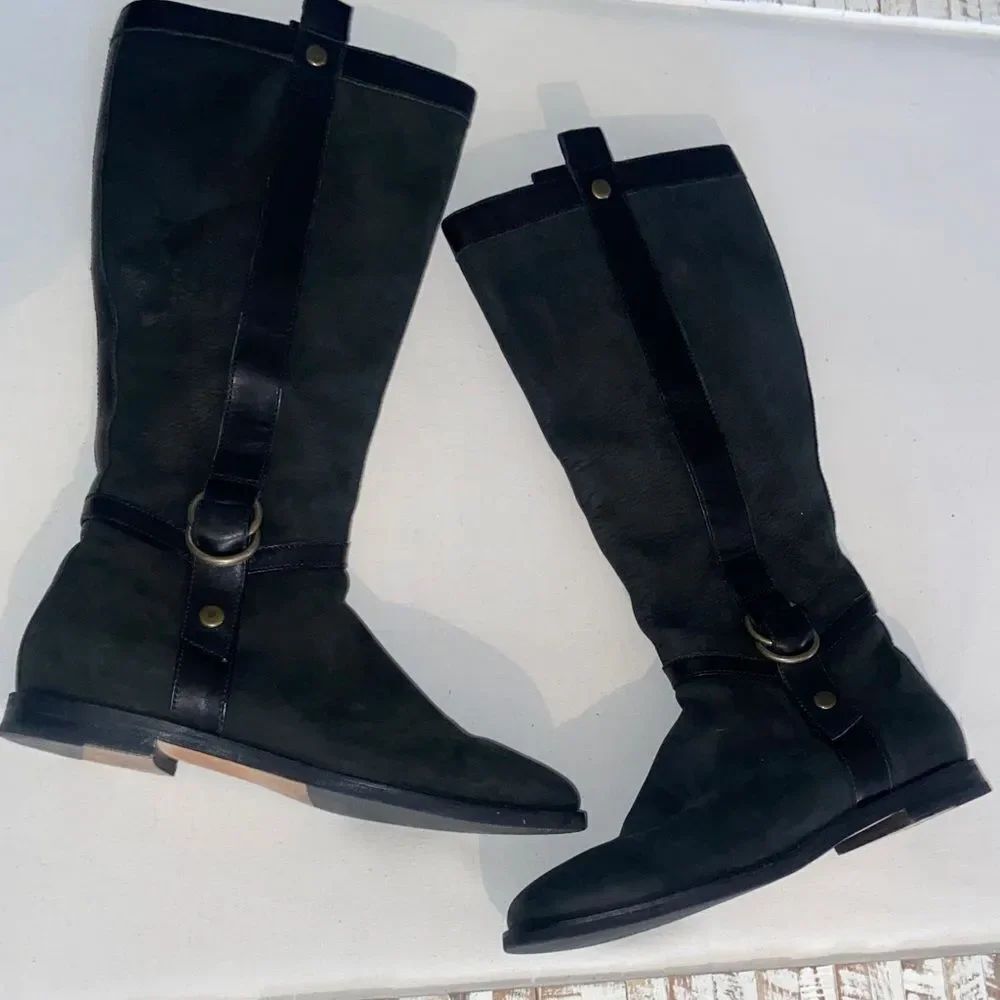 Nike Air Cole Haan Black Knee-High Women's Boots With buckle 9B